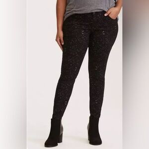 Torrid Denim High Rise Star And Moon Print Black Jeggings Jeans 16